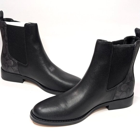 Coach Meredith Signature Black/Charcoal Womens 8.5 Booties (CW724) NEW - Picture 2 of 12